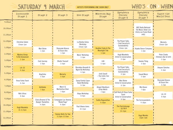 2013 Schedule Saturday