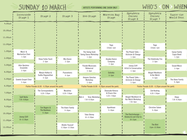 2013 Schedule Sunday