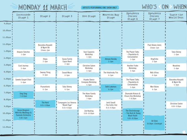 2013 Schedule Monday